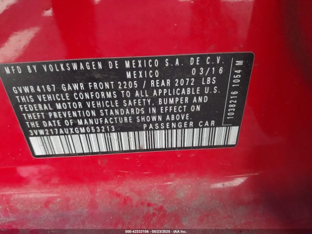 2016 VOLKSWAGEN GOLF 3VW217AUXGM053213 Photo 8
