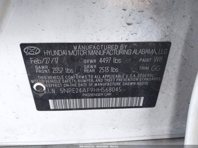 5NPE24AF9HH568045 Hyundai Sonata