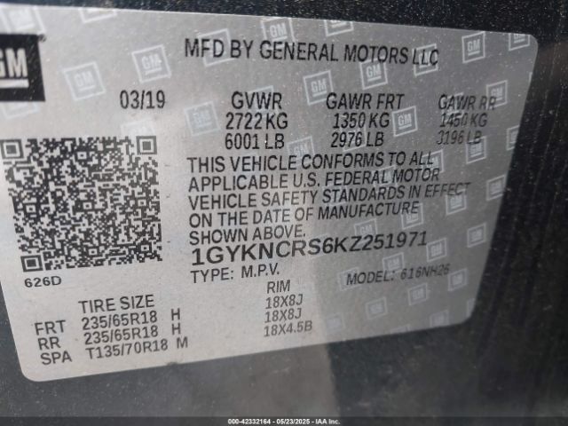 2019 CADILLAC XT5 1GYKNCRS6KZ251971 Photo 8