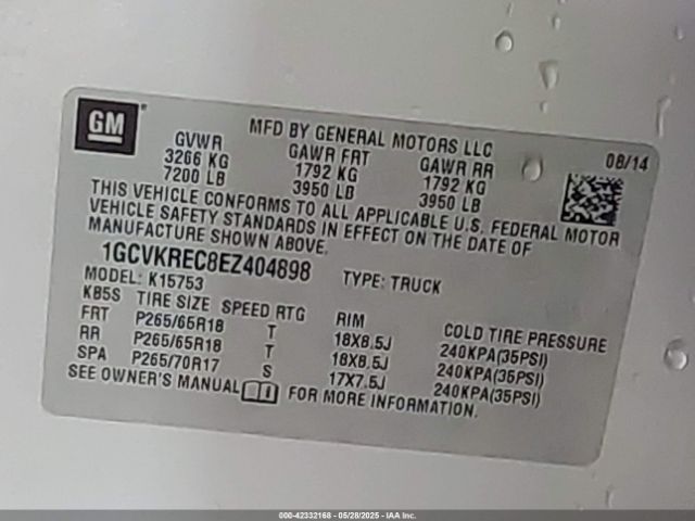 1GCVKREC8EZ404898 Chevrolet Silverado 1500 2lt