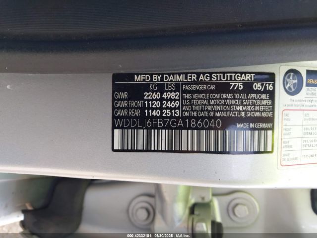 WDDLJ6FB7GA186040 Mercedes-Benz Cls 400