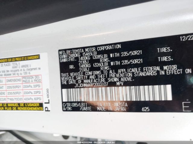 JTJCHMAA9P2003107 Lexus t24a-fts