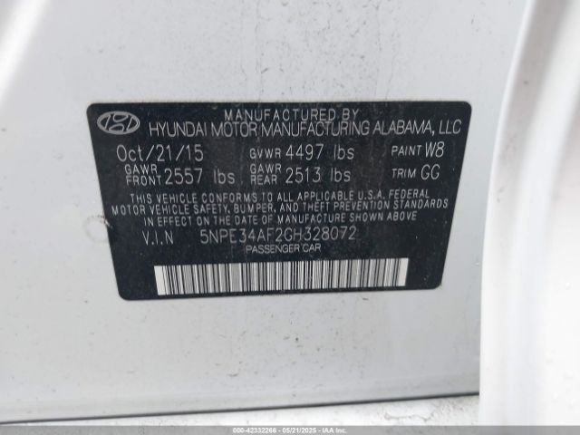 5NPE34AF2GH328072 Hyundai Sonata Limited