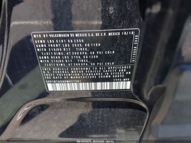 2019 VOLKSWAGEN TIGUAN 3VV1B7AX0KM027381 Photo 8