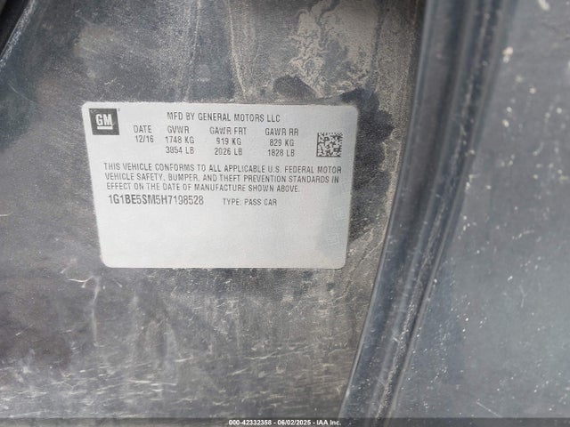 1G1BE5SM5H7198528 Chevrolet le2 -di: direct injection, vvt: variable valve timing, gen, alum