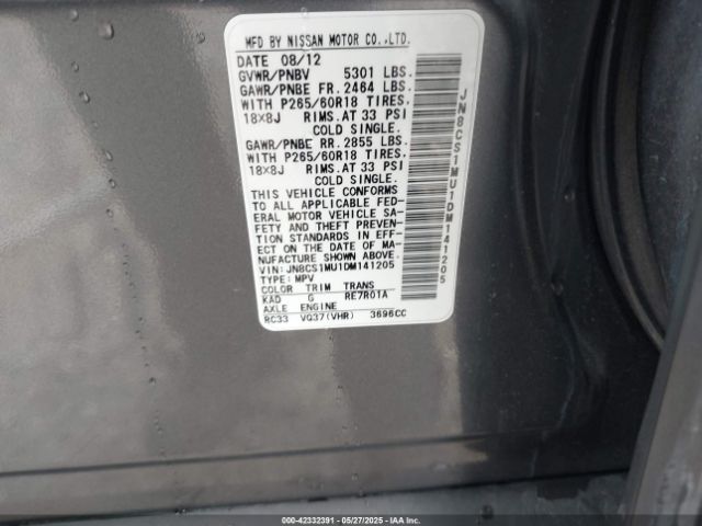 2013 INFINITI FX37 JN8CS1MU1DM141205 Photo 8
