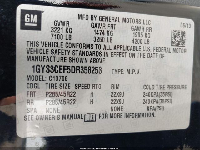 2013 CADILLAC ESCALADE 1GYS3CEF5DR358253 Photo 8