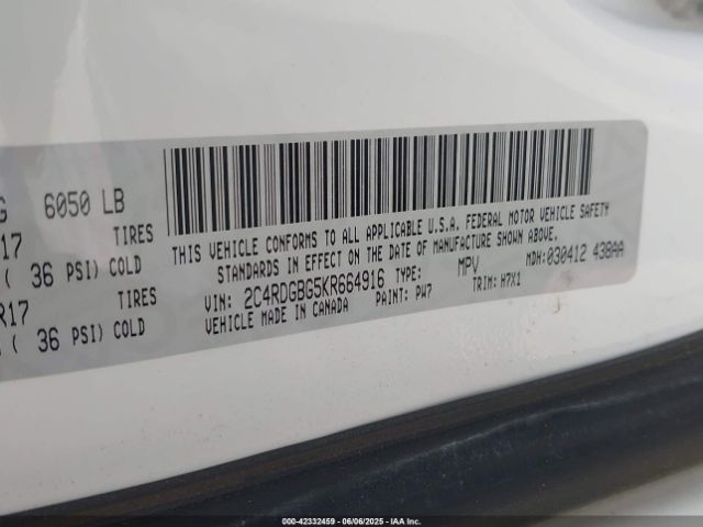2C4RDGBG5KR664916 Dodge Grand Caravan Se