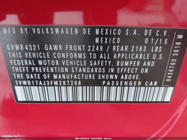 3VWD17AJ3FM287268 Volkswagen 1.8t