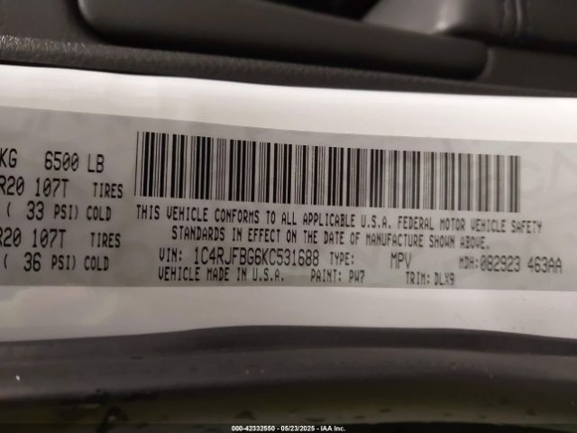 1C4RJFBG6KC531688 Jeep Grand Cherokee Limited 4x4
