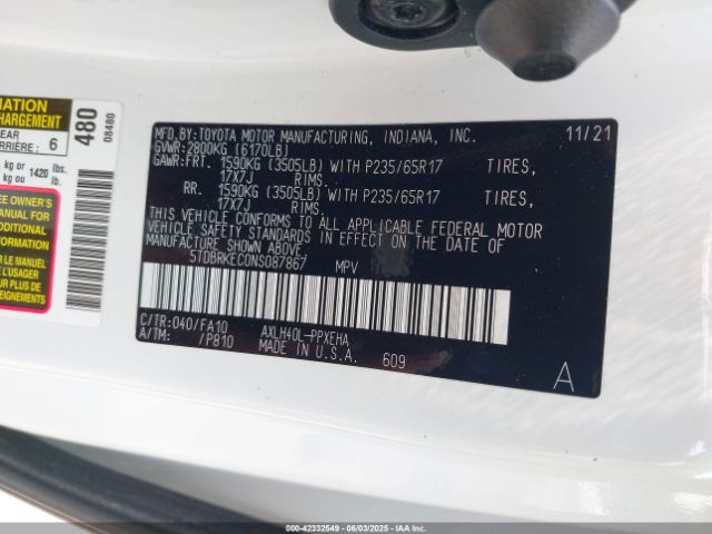 2022 TOYOTA SIENNA 5TDBRKEC0NS087867 Photo 8