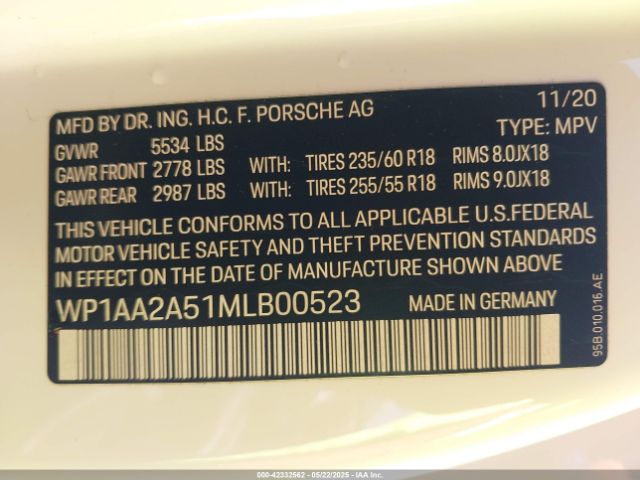 2021 PORSCHE MACAN WP1AA2A51MLB00523 Photo 8