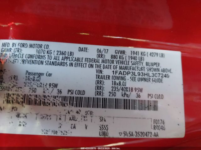 2017 FORD FOCUS ST 1FADP3L93HL307249 Photo 8