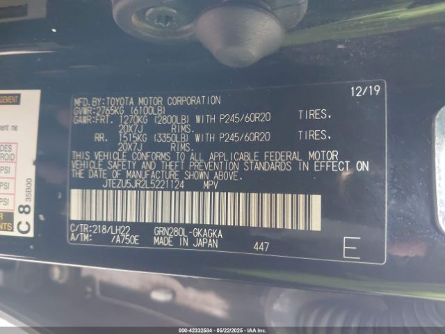 2020 TOYOTA 4RUNNER JTEZU5JR2L5221124 Photo 8