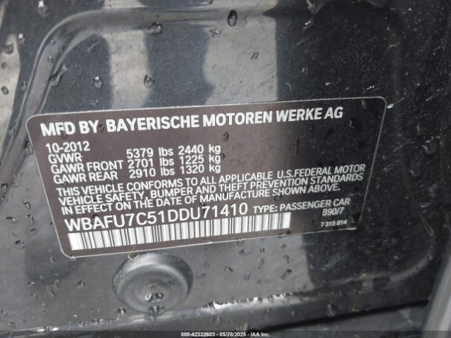 2013 BMW 535I WBAFU7C51DDU71410 Photo 8