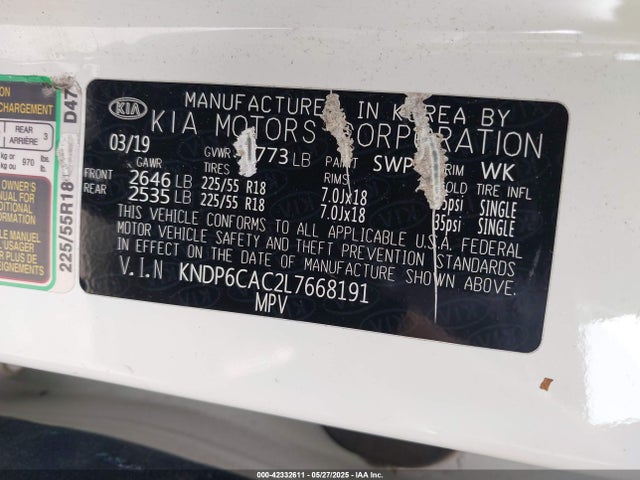 KNDP6CAC2L7668191 KIA SPORTAGE S