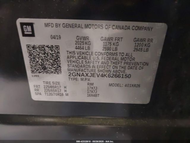 2019 CHEVROLET EQUINOX 2GNAXJEV4K6266150 Photo 8