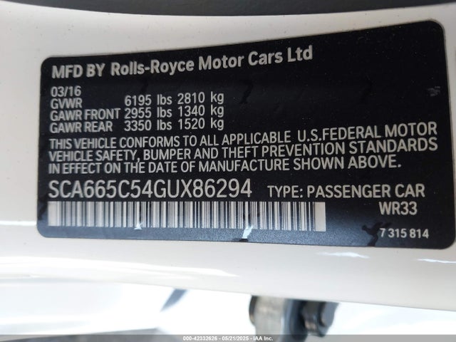 Rolls-Royce Wraith 2016 SCA665C54GUX86294 Image 9