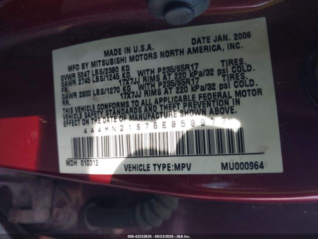 2006 MITSUBISHI ENDEAVOR 4A4MN21S76E050977 Photo 8