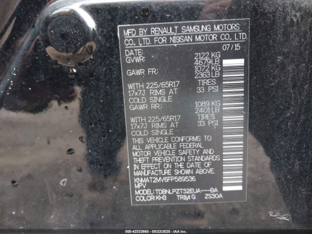 KNMAT2MV6FP589536 Nissan ROGUE S