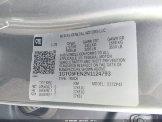 1GTG6FEN2N1124793 GMC Canyon 4wd  Short Box At4 - Leather