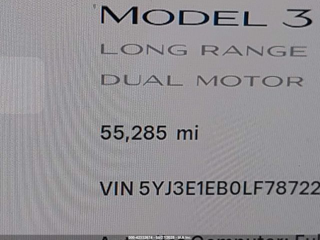 5YJ3E1EB0LF787228 Tesla Model 3 Long Range Dual Motor All-wheel Drive