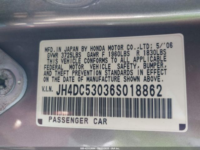 2006 ACURA RSX JH4DC53036S018862 Photo 8