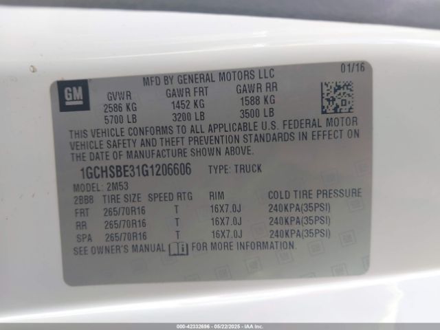 1GCHSBE31G1206606 Chevrolet Colorado Wt