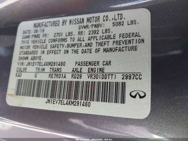 Infiniti Q60 2019 JN1EV7EL4KM291460 Image 9