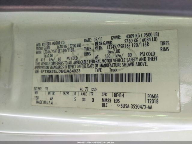 2011 FORD E-350 SUPER DUTY 1FTSS3EL0BDA84923 Photo 8