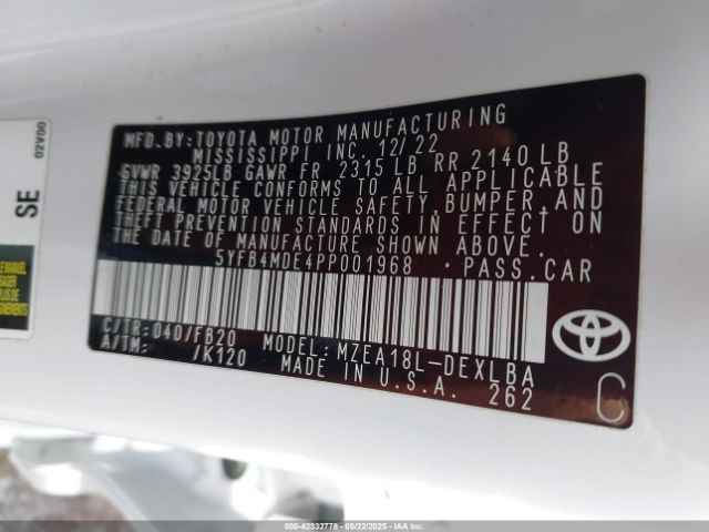 2023 TOYOTA COROLLA 5YFB4MDE4PP001968 Photo 8