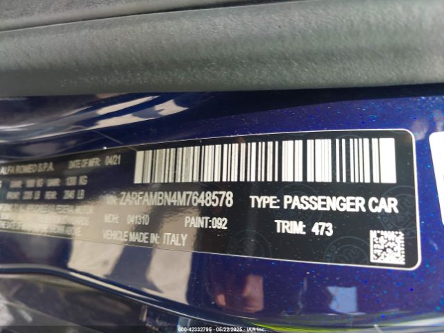 2021 ALFA ROMEO GIULIA ZARFAMBN4M7648578 Photo 8