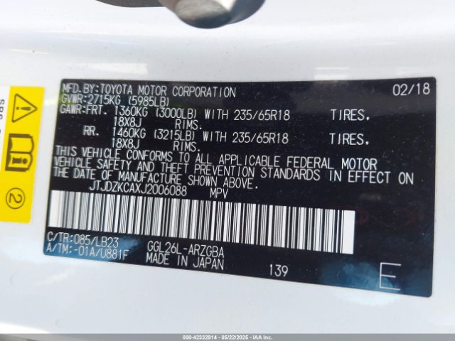 2018 LEXUS RX 350L JTJDZKCAXJ2006088 Photo 8
