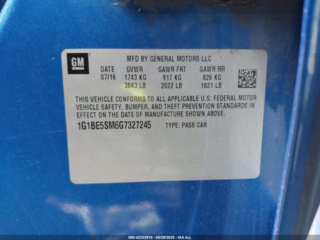 1G1BE5SM6G7327245 Chevrolet CRUZE LT