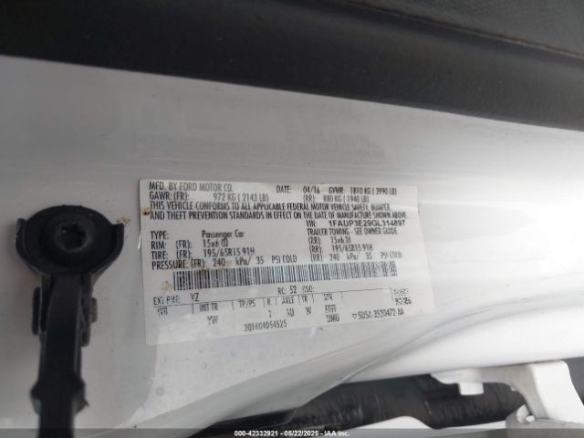 1FADP3E29GL314897 Ford FOCUS S
