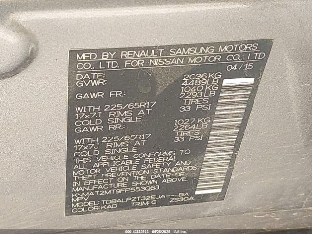 KNMAT2MT9FP553063 Nissan ROGUE S