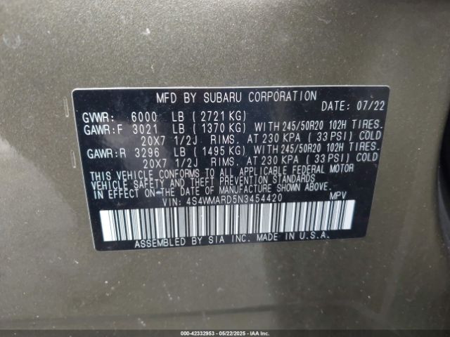 2022 SUBARU ASCENT 4S4WMARD5N3454420 Photo 8