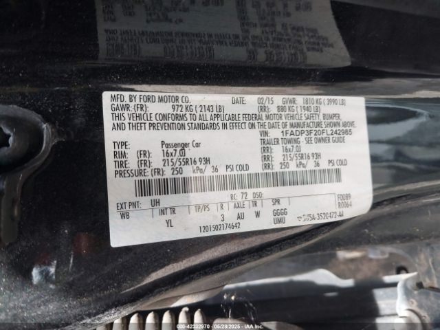1FADP3F20FL242985 Ford FOCUS SE