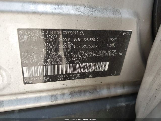 JTEAAAAHXMJ063095 Toyota a25a-fxs, 3nm+4nm