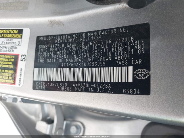 4T1K61AK1RU896999 Toyota CAMRY XSE