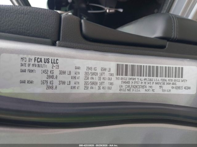 2019 JEEP GRAND CHEROKEE 1C4RJFAG9KC670974 Photo 8