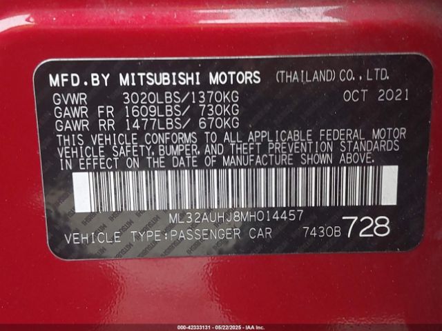 ML32AUHJ8MH014457 Mitsubishi Mirage Carbonite Edition/es/le