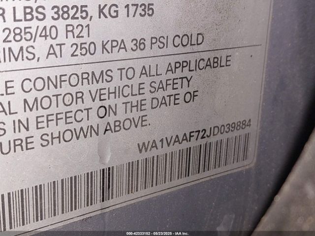 WA1VAAF72JD039884 Audi Q7 3.0t Premium