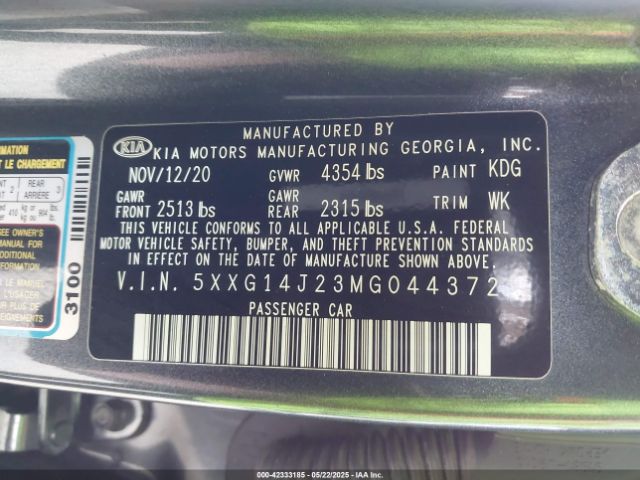 2021 KIA K5 5XXG14J23MG044372 Photo 8