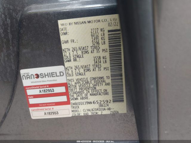 2022 NISSAN FRONTIER 1N6ED1EJ9NN652592 Photo 8