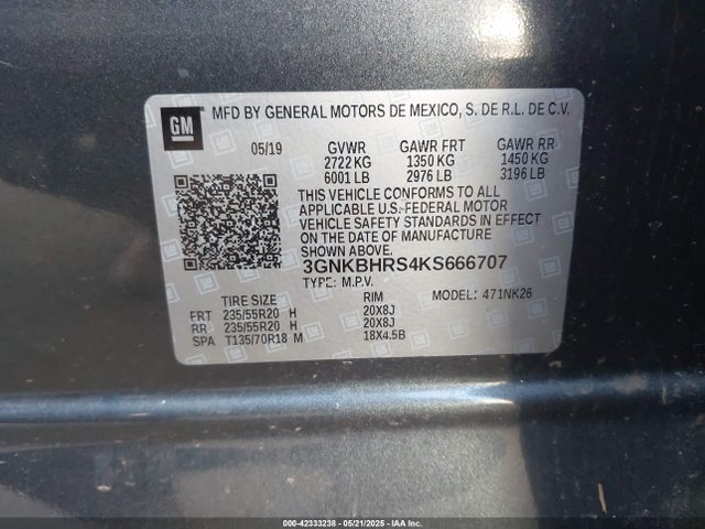 3GNKBHRS4KS666707 Chevrolet lgx