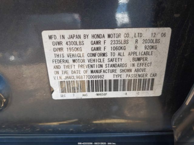 2007 ACURA TSX JH4CL96877C008982 Photo 8