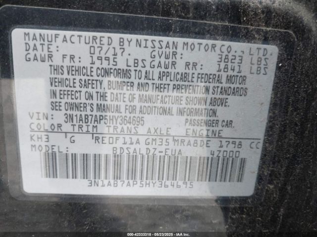 3N1AB7AP5HY364695 Nissan SENTRA SV
