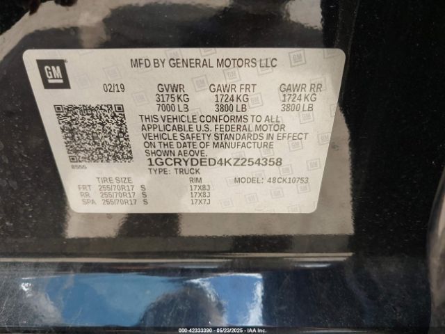 1GCRYDED4KZ254358 Chevrolet Silverado 1500 Lt