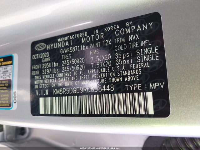 KM8R5DGE9RU698448 Hyundai Palisade Limited
